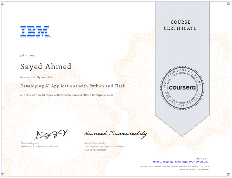 Developing AI Applications with Python and Flask